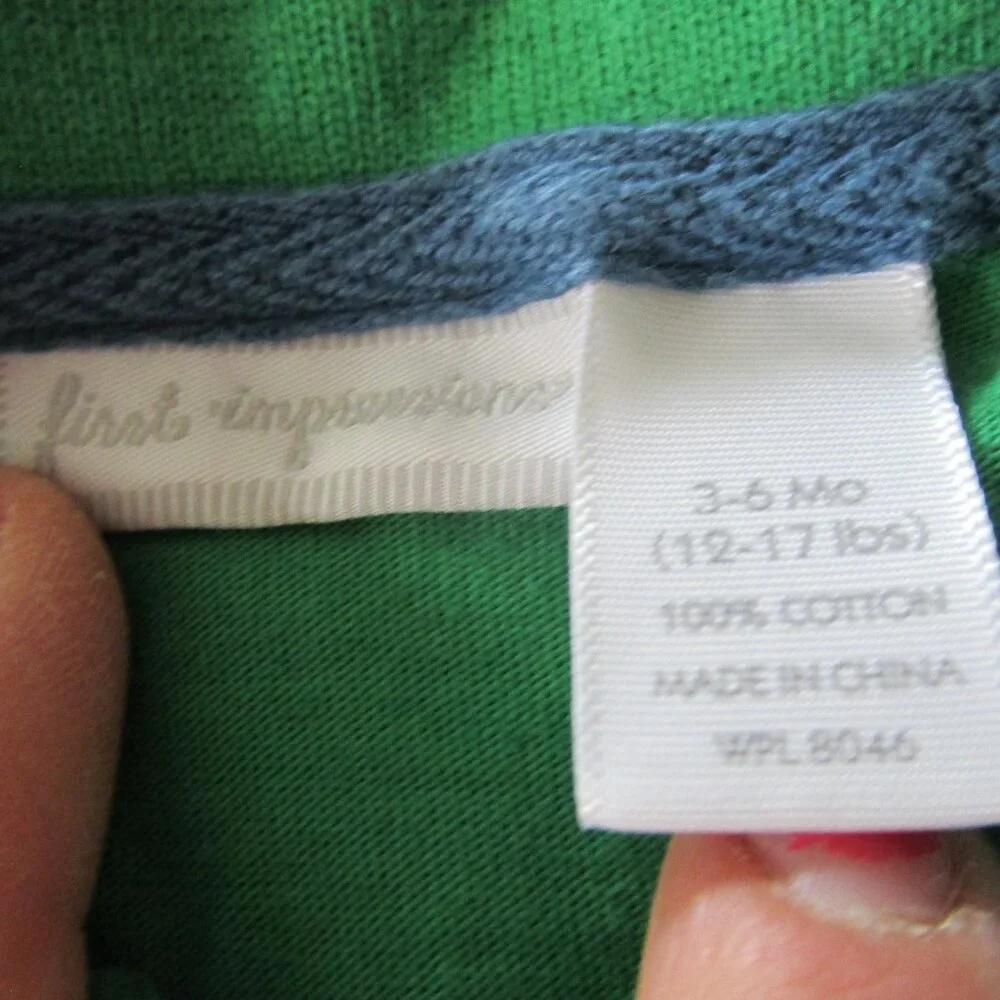 First Impressions Polo Shirt Infant Boys Size 3-6M Green Short‎ Sleeve Collared